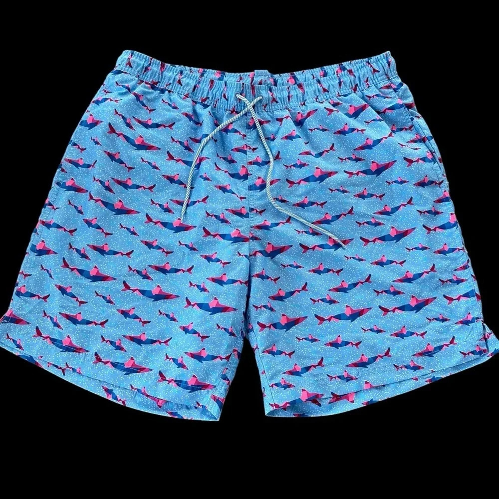 Tailorbyrd Mens XL Blue Shark Camo Print Mesh‎ Lined Swim Trunks Shorts Swimwear